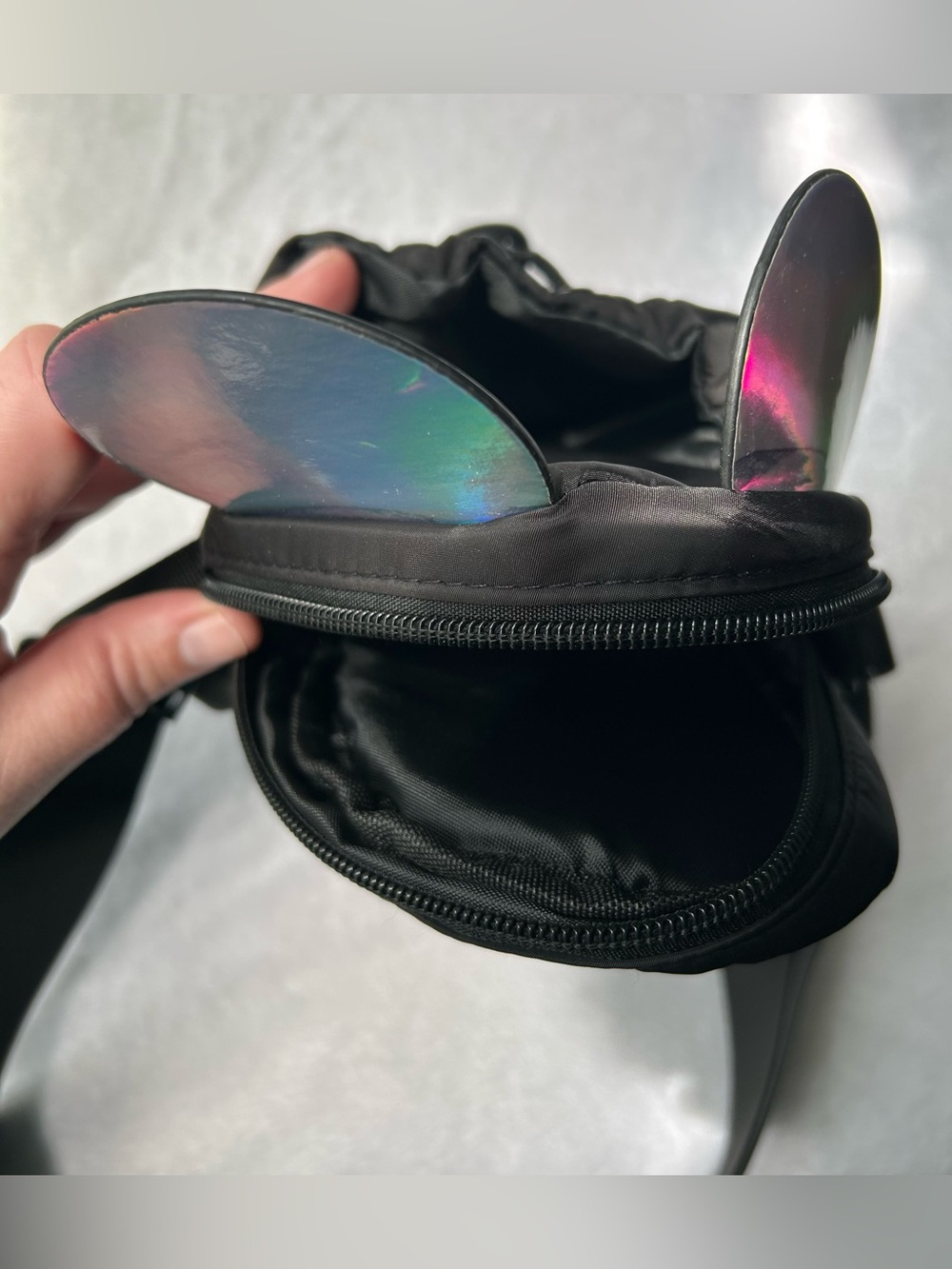 Disney Black Crossbody Shoulder Bag with Iridescent Mickey Ears New! - Picture 2 of 5